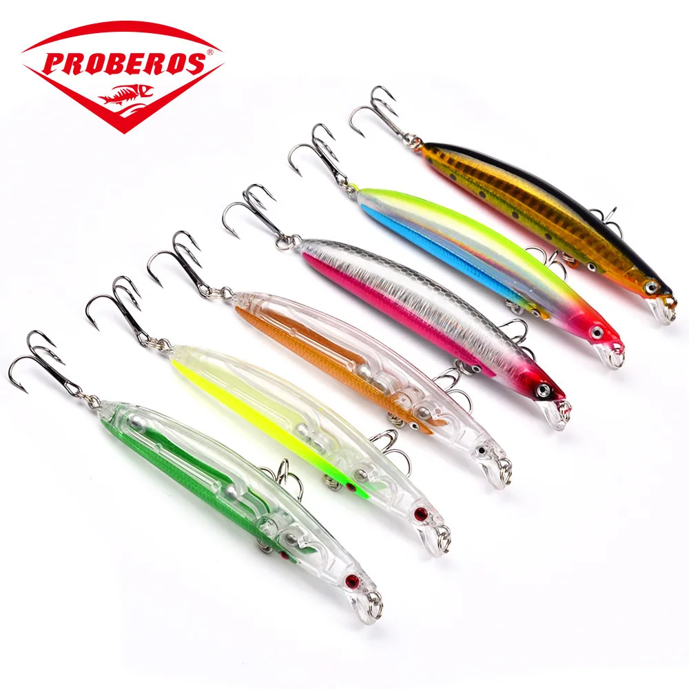 

6pcs Artificial Wobblers Fishing Lures Plastic Hard Bait 95mm/9.6g 3D Eyes 6# Hooks Japan Bionic Floating Trolling Bait Tackle