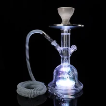 Акриловый светодиодный светильник трубка для кальяна набор наргиле кальян с Чича пластиковый шланг керамический табак ароматизатор чаша для угля щипцы
