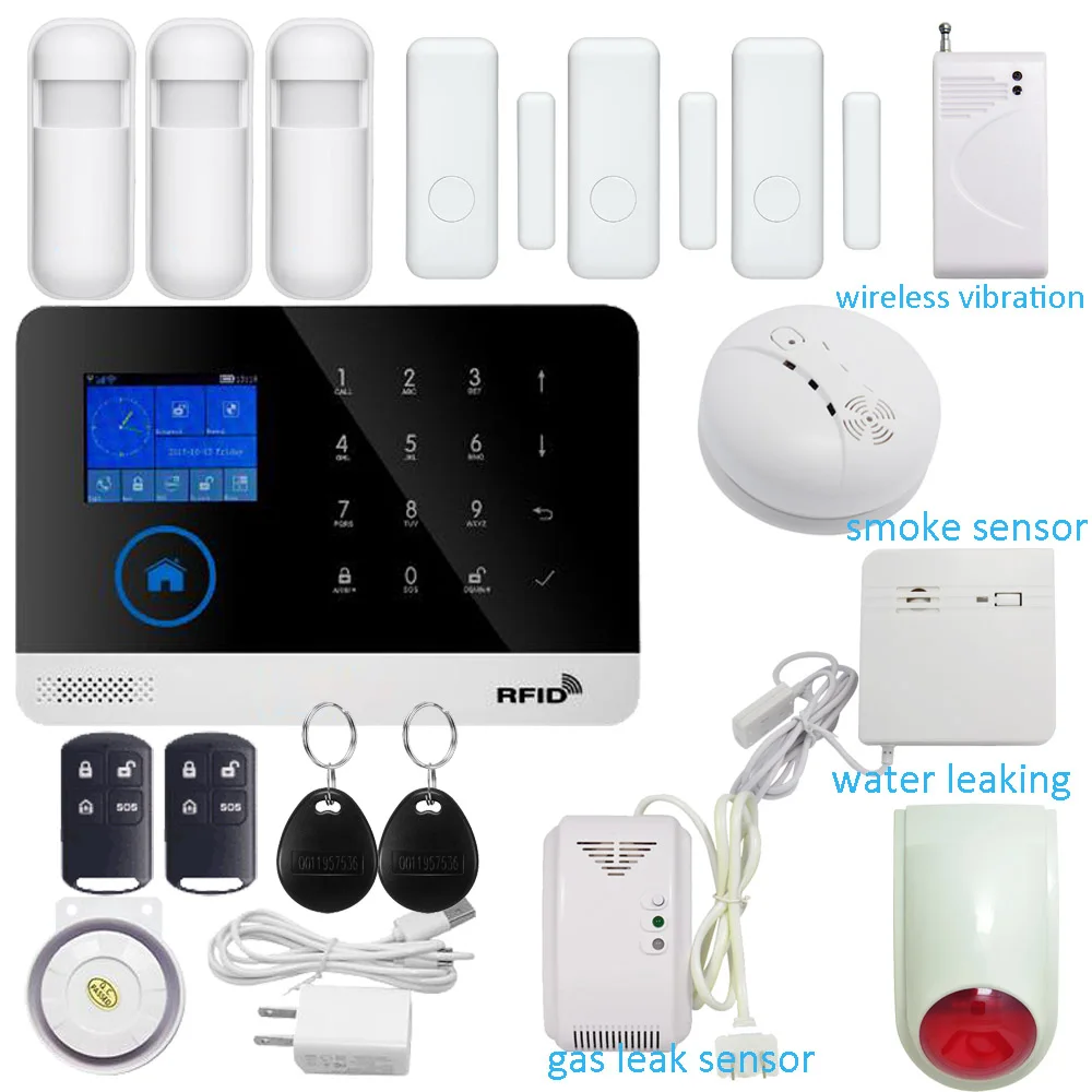 Домашняя безопасность Wi-Fi GSM SMS сигнализация IP камера RFID и мобильный телефон контроль Беспроводная дверь открытая сигнализация детектор дыма - Цвет: K KIT