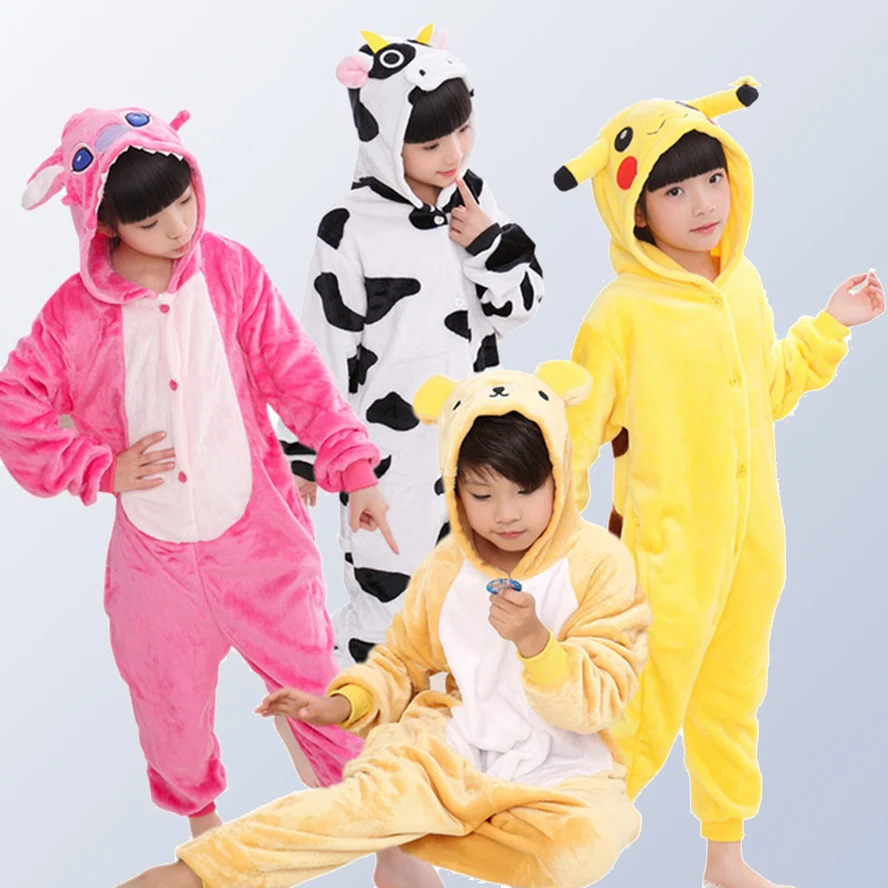 

Christmas pajamas Kids Boys Girls pijama Children's Onesie Cosplay Animal unicornio Pikachu Panda pyjama enfant for 4 - 12 Years