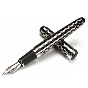 

Jinhao 750 Fountain pen Classical black Silver Gold Grid pattern signature calligraphy Stationery Office school supplies F299