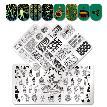 

BORN PRETTY Nail Stamping Template Round Square Shape Geometry Stripe Nail Art Stamping Plate Printing Image Plate