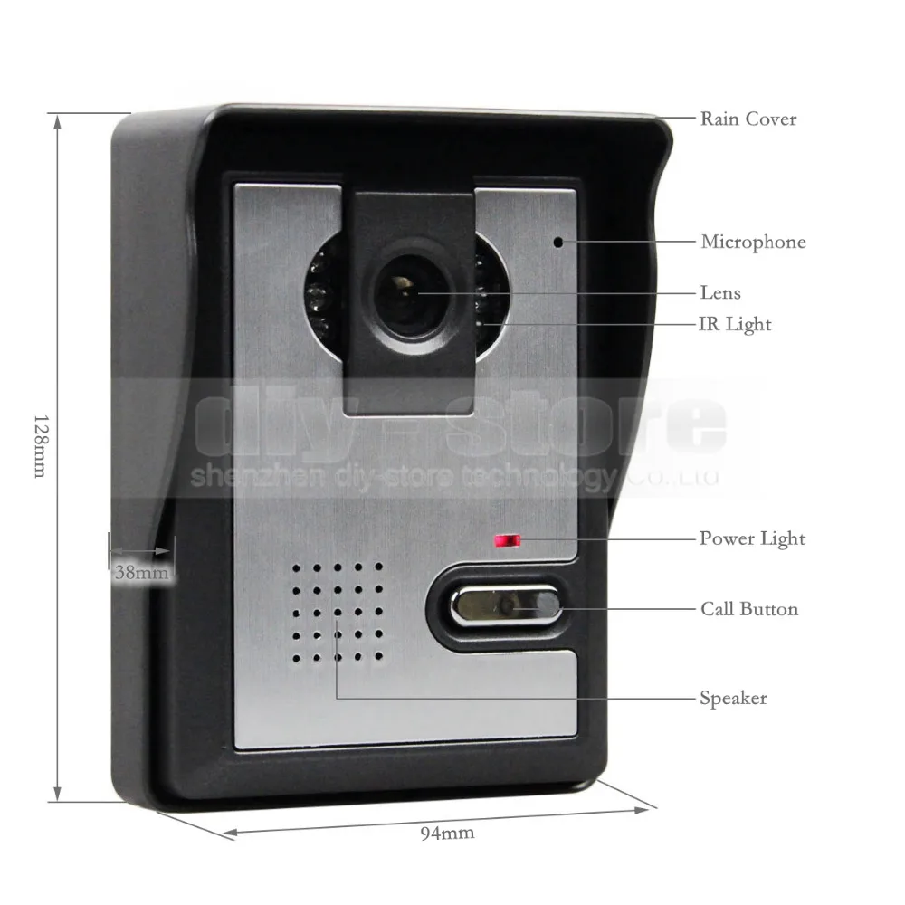 Видеодомофон DIYSECUR 7 дюймов ИК камера ночного видения 3 монитора 800x480 черный|phone