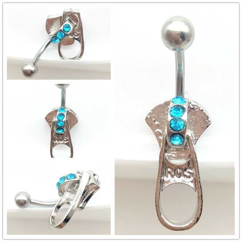 Creative special Fashion Zipper Belly Button Rings Belly Barbell Body