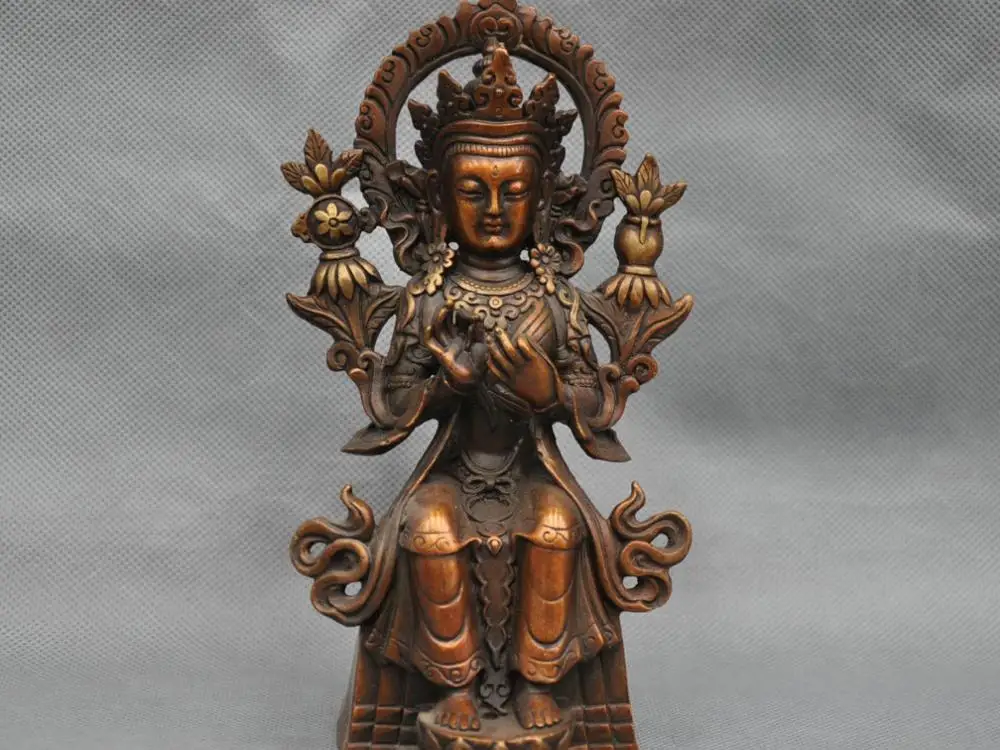 

7'' China Tibet Maitreya Buddha Seated Bronze Statue
