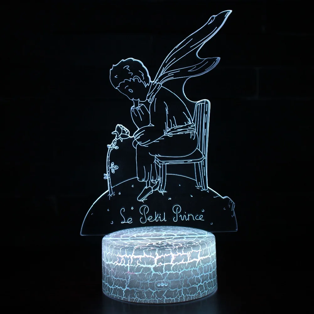 

3D Prince Fox Rose Illusion Night Lamp Light 7 Colors Change LED USB Table Desk Novelty Lighting Holiday Christmas Gifts Lights