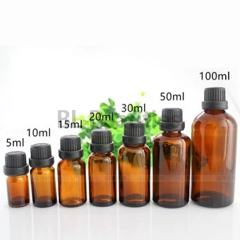 

5ml,10ml,15ml,20ml,30ml,50ml,100ml Empty Glass Bottles Amber Vials Black Big Head Tamper proof Cap Brown Essential Oil Bottles