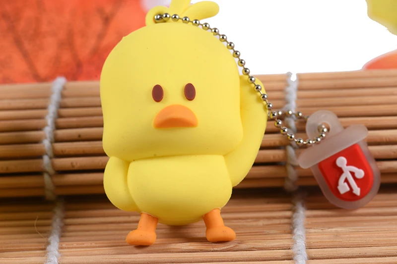 USB флэш-накопитель 32 GB желтая утка USB2.0 64 Гб памяти 4 GB 8 GB 16 GB флэш-накопитель подарок мультфильм 128 GB флешки резиновые U диска