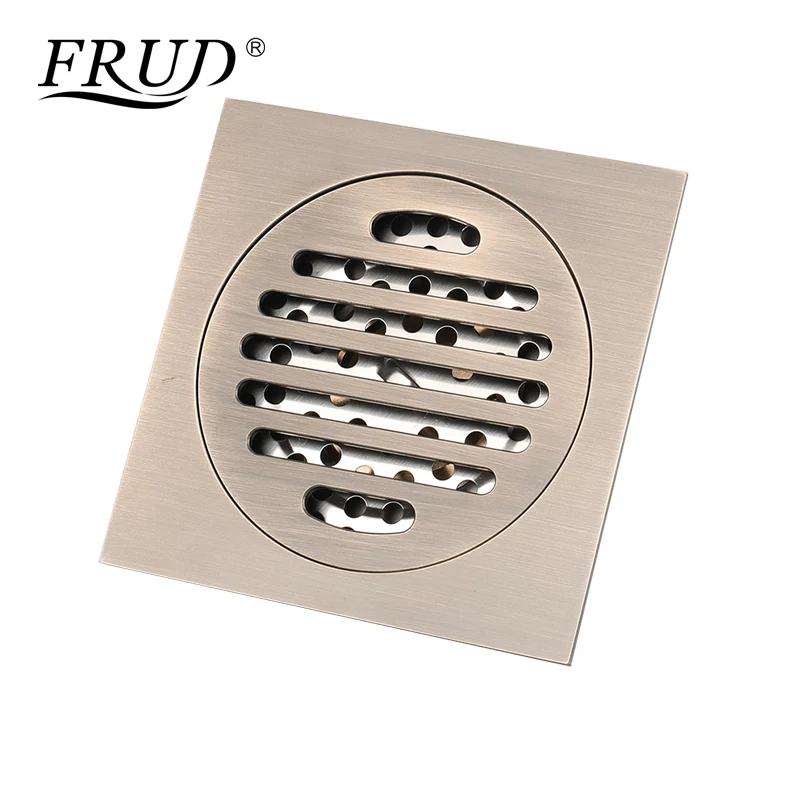 

Frud 10cm Square Floor Drain Copper Bathroom Toilet Anti-Odor Floor Drain Stripe Linear Hair Strainer Shower Accessories Y38074