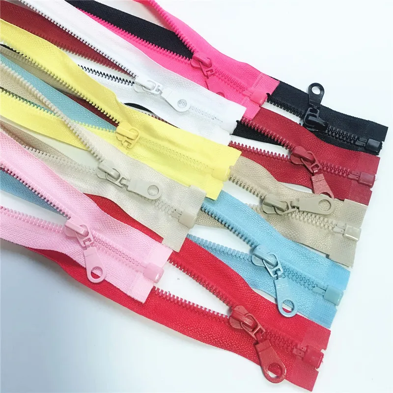Multi color 5 Zippers Open End zipper 24inch 60cm Resin Zipper for