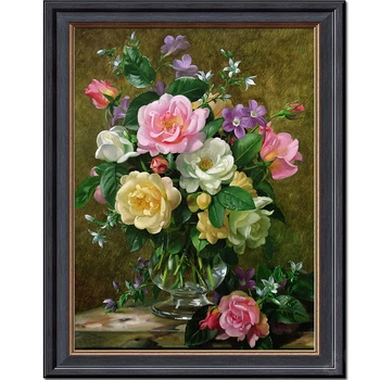 

14/16/18/27/28 Needlework,DIY Cross stitch,Sets For Full Embroidery kit,Noble vase rose peony flower Printed Pattern Wedding