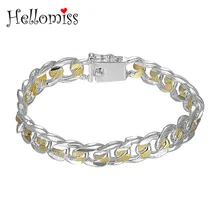 10 mm Gold/Silver Color Bracelets for Men Women Silver 925 Jewelry Korean Bracelet & Bangle Link Chain Wristband Pulseira Unisex mens love knot bangle stainless steel antique silver color knot twisted cuff bracelet unisex men jewelry pulseira braslet