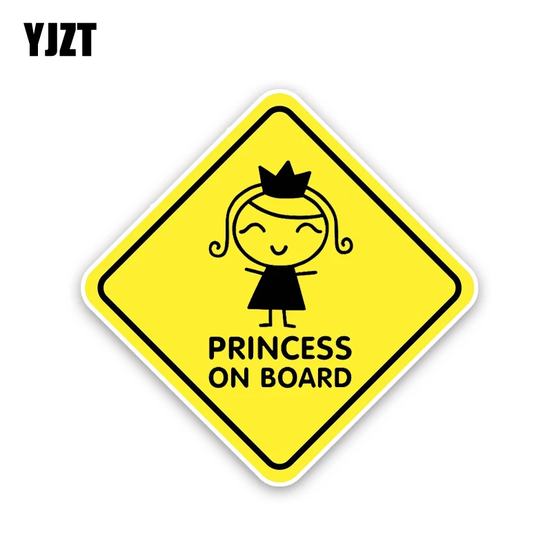

YJZT 13.4CM*13.4CM PRINCESS ON BOARD Car Sticker Crown Girl PVC Decal 12-40451