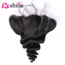 Reshine свободная волна Кружева Фронтальная Закрытие Remy человеческих волос Фронтальная с волосами младенца 13*4 уха к уху фронтальная натуральный цвет волос