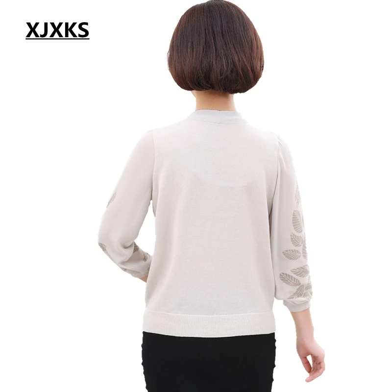 XJXKS Blusa Feminina 2020 на весну и лето топы со Размеры трикотаж подарок матери шифоновая