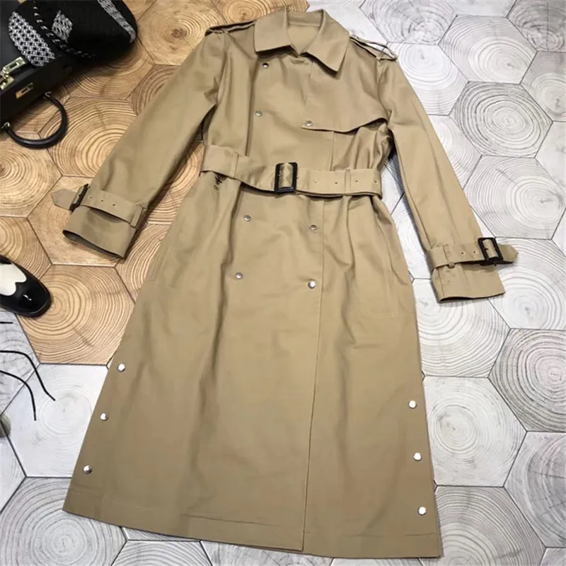 Koop Trenchcoat Voor Vrouwen Herfst 2018 Double Breasted Fashion Lady Lange Mouwen Jas Vrouwen Mode Lange Overjas