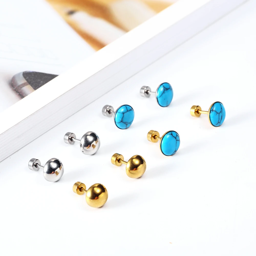 OUFEI синие серьги-гвоздики для женщин ювелирные изделия аксессуары из нержавеющей стали ювелирные изделия женские модные стальные серьги