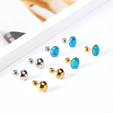 OUFEI синие серьги-гвоздики для женщин ювелирные изделия аксессуары из нержавеющей стали ювелирные изделия женские модные стальные серьги