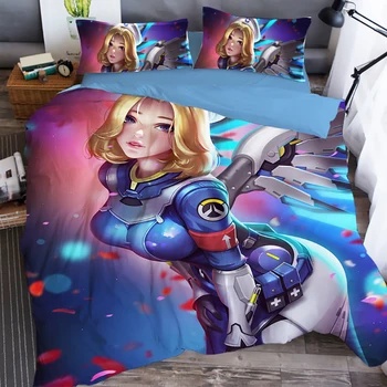 

2019 new Home Textiles 3PCS 3D Design Digital Printing Bedding Set Duvet Cover Pillowcase game woman characters Cartoon