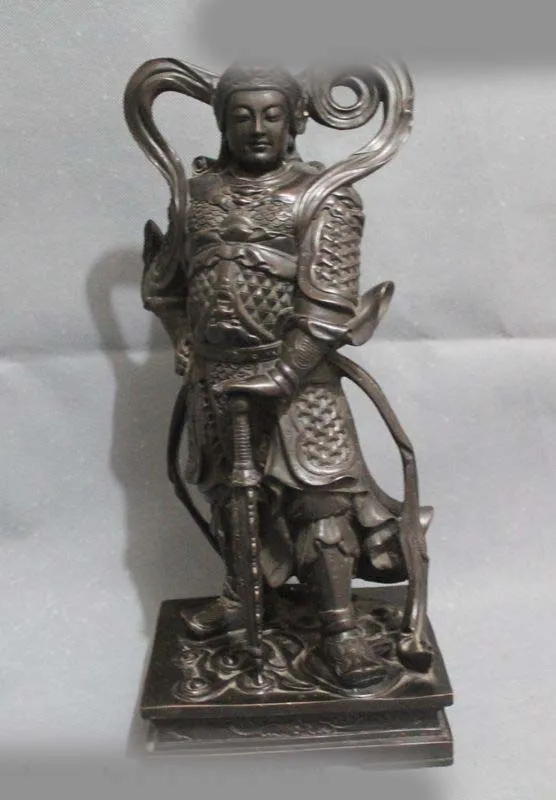 

15"Chinese China Purple Bronze guardian angel Wei Tuo door-god Buddha Statue