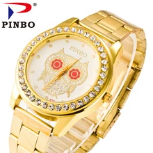 Assistir Mulheres PINBO marca de luxo Moda Casual quartz Completa Aço relógios Senhora relojes mujer mulheres Vestido Da Menina relógio de pulso