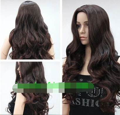 

shun New Cosplay Long Wavy Dark Brown Women's Full Wig USPS FastShipping to USA j1496