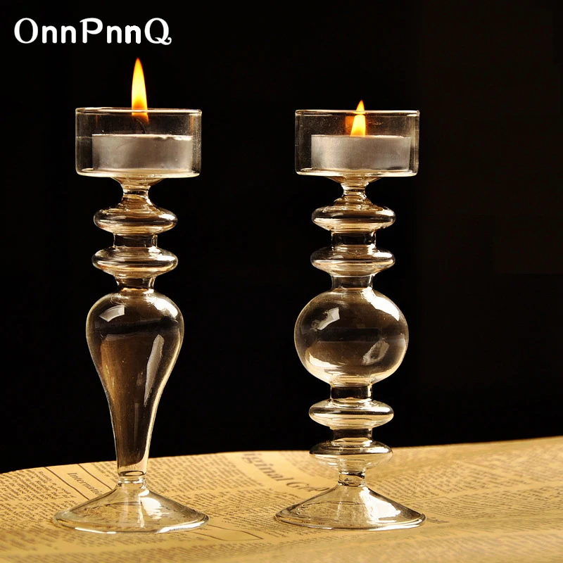 OnnPnnQ przezroczyste szklane świeczniki podgrzewacze dekoracje ślubne