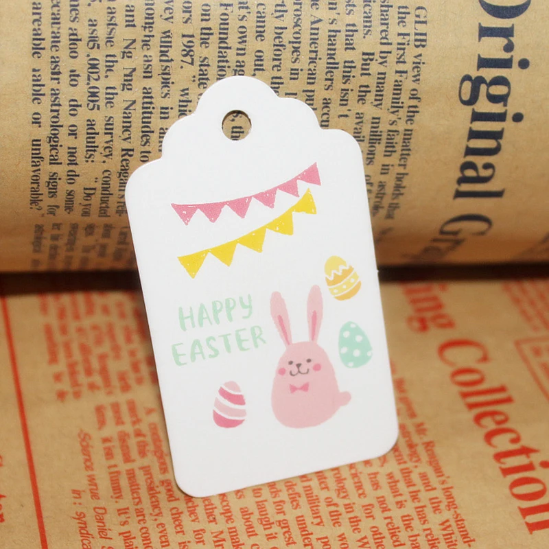 100pcslot Easter Rabbit Kraft Paper Tags Labels DIY Wedding Note Craft Gift Tag Easter Bunny Decorations for Home wielkanoc (1)