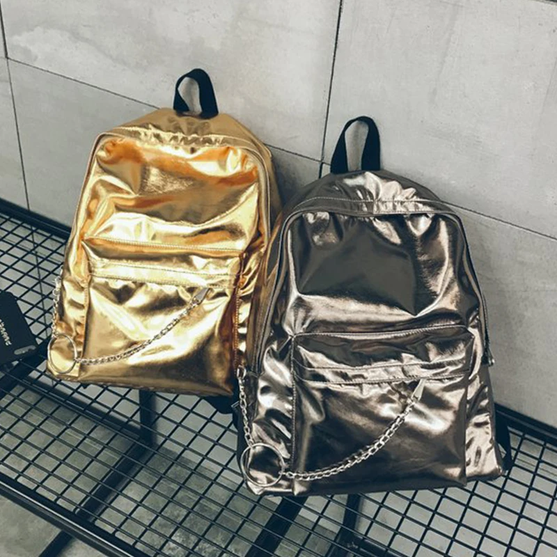 

famous Brand Fashion Hologram Laser Backpack Silver Women PU Leather Holographic Backpack College Girls School Bag Mochila