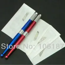 2 шт. смешанный цвет Профессиональная ручная Татуировка Перманентный Макияж бровей ручка с 10 шт. лезвие 14 иглы