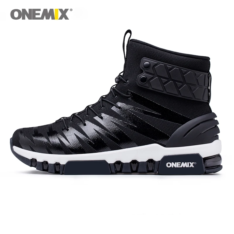 Onemix новые классные высокие сапоги для мужчин кроссовки женщин Прогулочные кроссовки ног Топ Открытый Треккинг черный, белый цвет утепленная