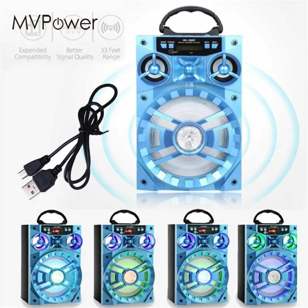 

MVpower Portable Multi functional Hifi Bluetooth Speaker MS-188BT Wireless MP3 Player Music Multimedia Radio 15W Audio Soundbox