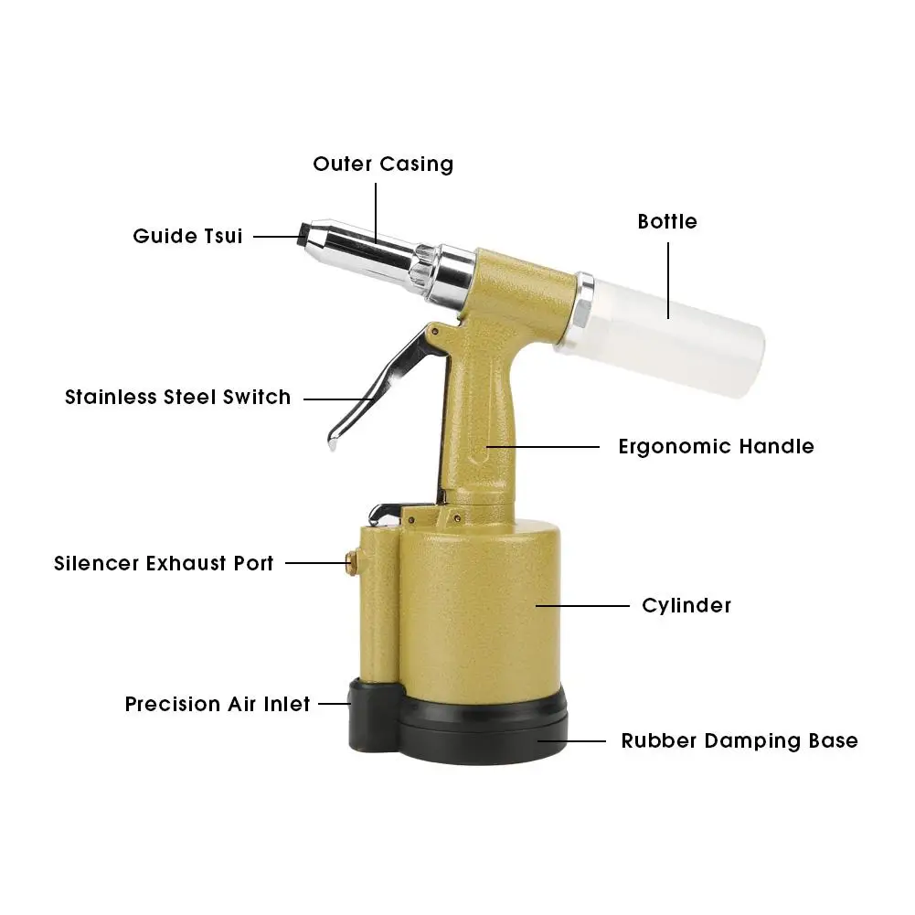 Промышленные Пневматические слепые заклепки пистолет клепальщик комплект 3,2-6,4 мм 2019 новый стиль заклепки пистолеты