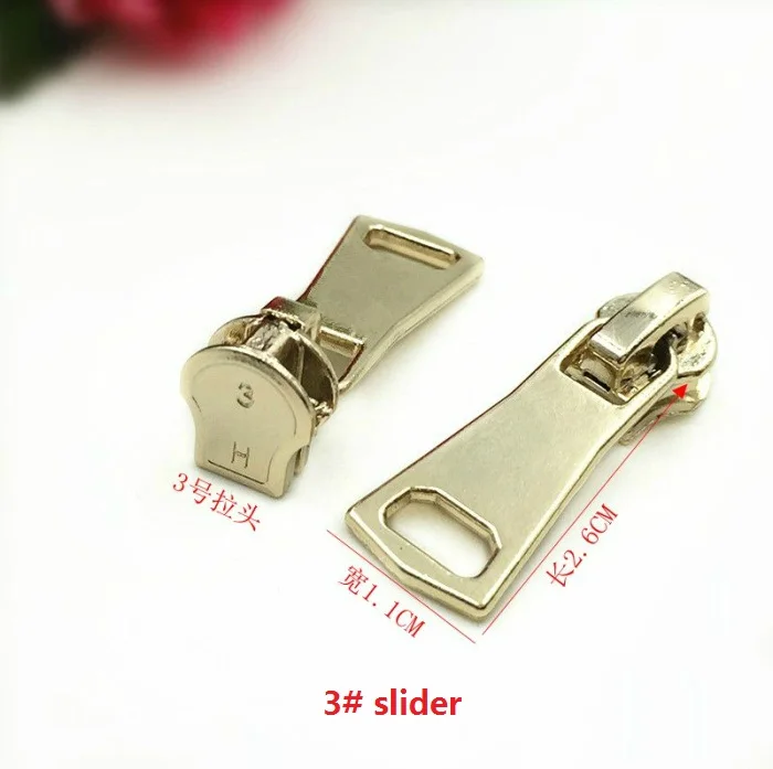 3# 5# 8# 10# fashion slider for metal zipper repair bags clothing tent zipper puller 10pcs black silver gold garment accessories