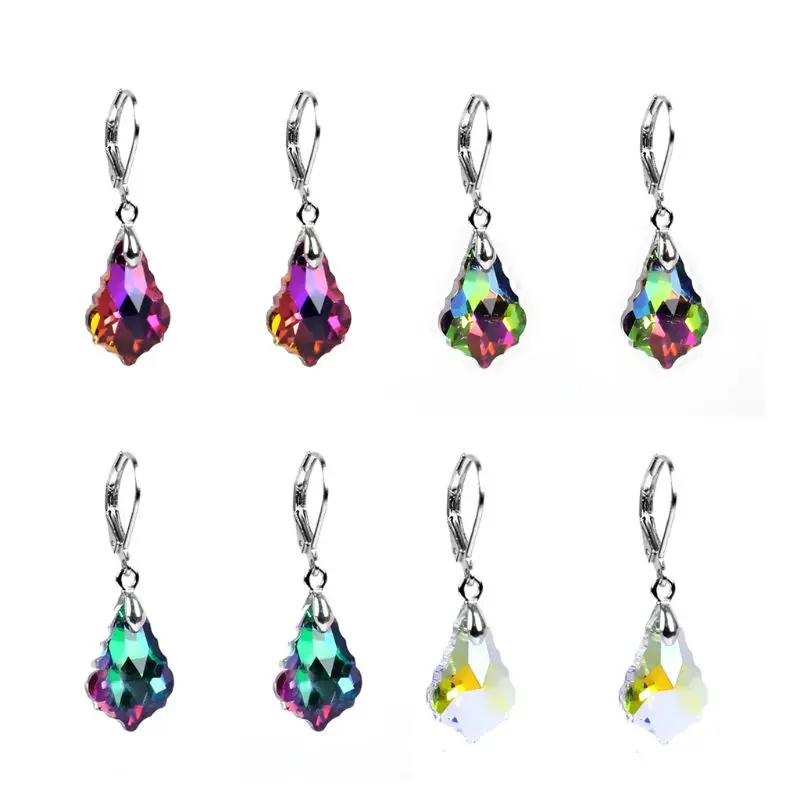 Aurora Crystal Baroque Teardrop Leverback Dangle Hook Earrings Fashion Jewelry | Украшения и аксессуары