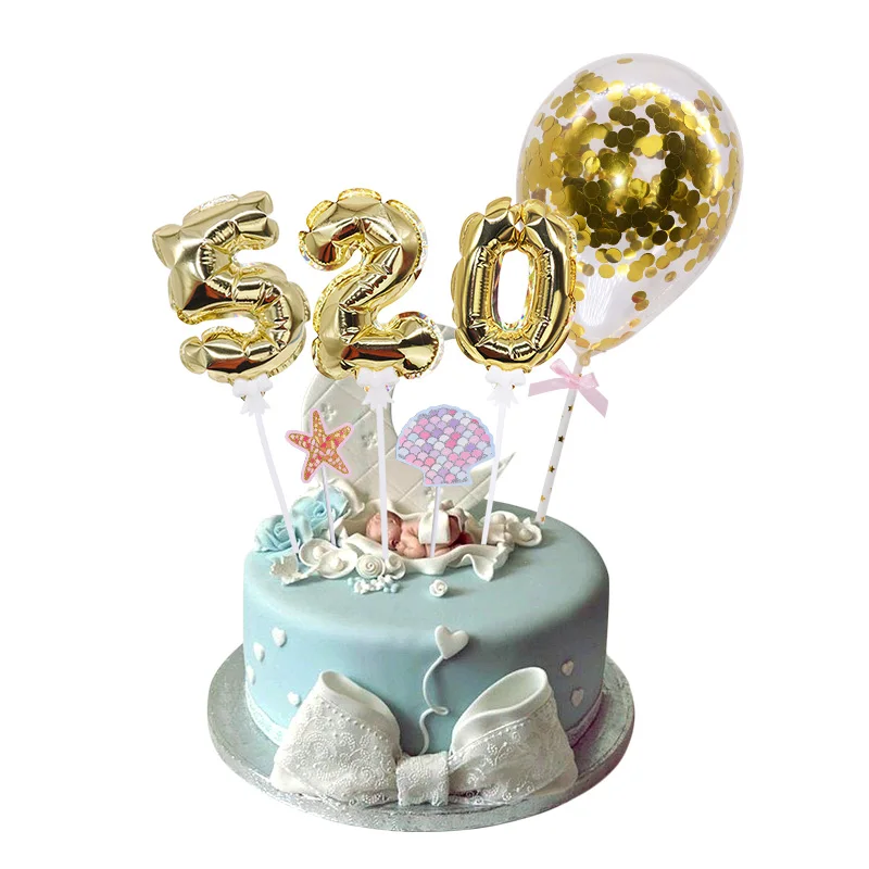 

2pcs 7inch Gold Silver Mini Foil Balloons Cake Topper Wedding Birthday Party Decor Anniversary Number Cupcake Topper Supplies 75