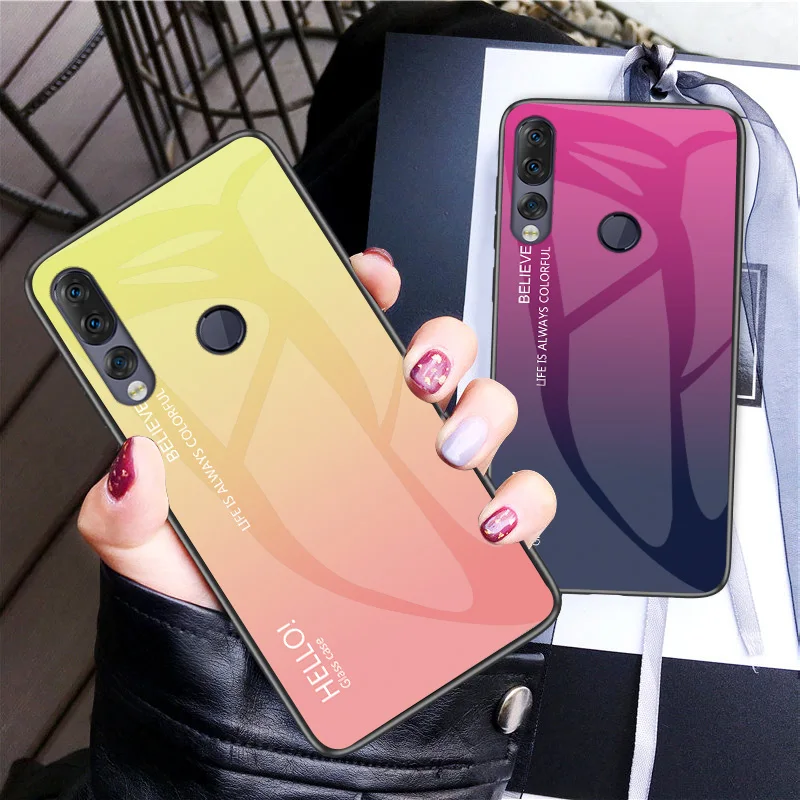 

For Lenovo Z5S Case Lenovo Z5S Cover Tempered Glass Luxury Gradient Soft Silicone Frame Back Cover for Lenovo Z5S L78071 Case