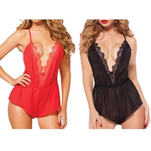 Женское сексуальное нижнее белье кружева шелк v-образным вырезом спинки пижамы Соблазнительные ночные рубашки