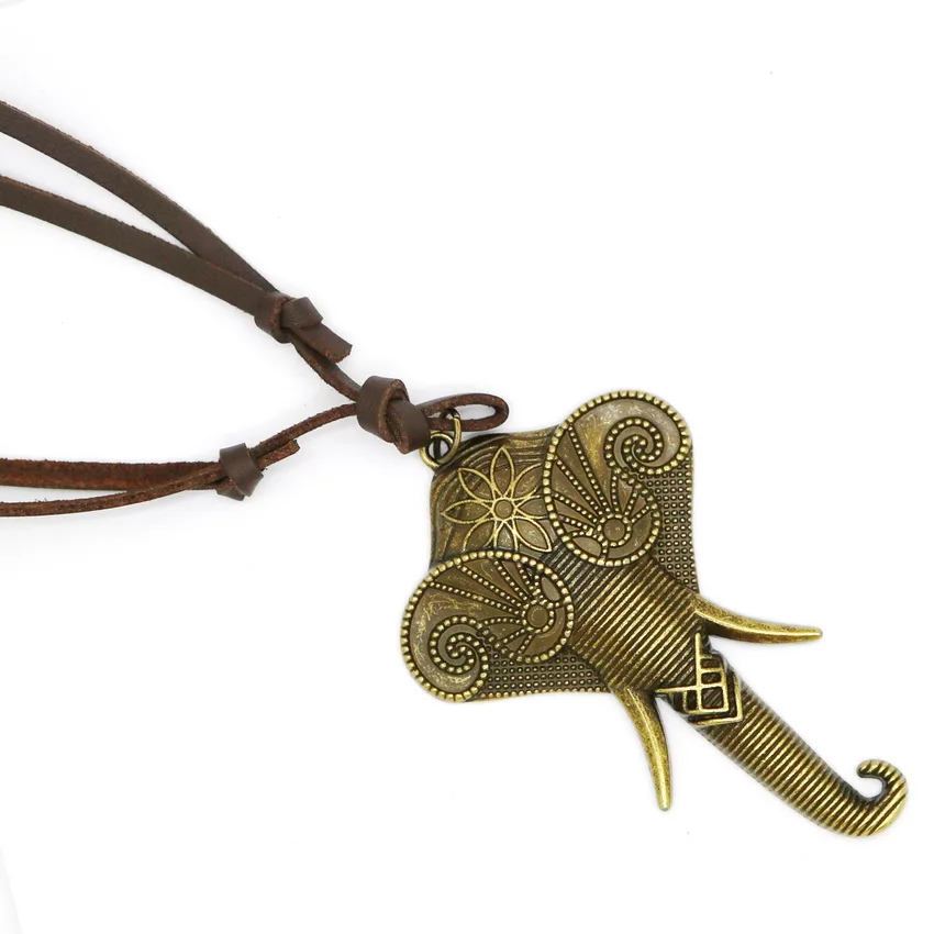 

Fashion Eagle Brown Leather Necklace Punk Retro Lady Elephant Necklace Casual Elegant Long Rope Men's Little Swan PU Necklace