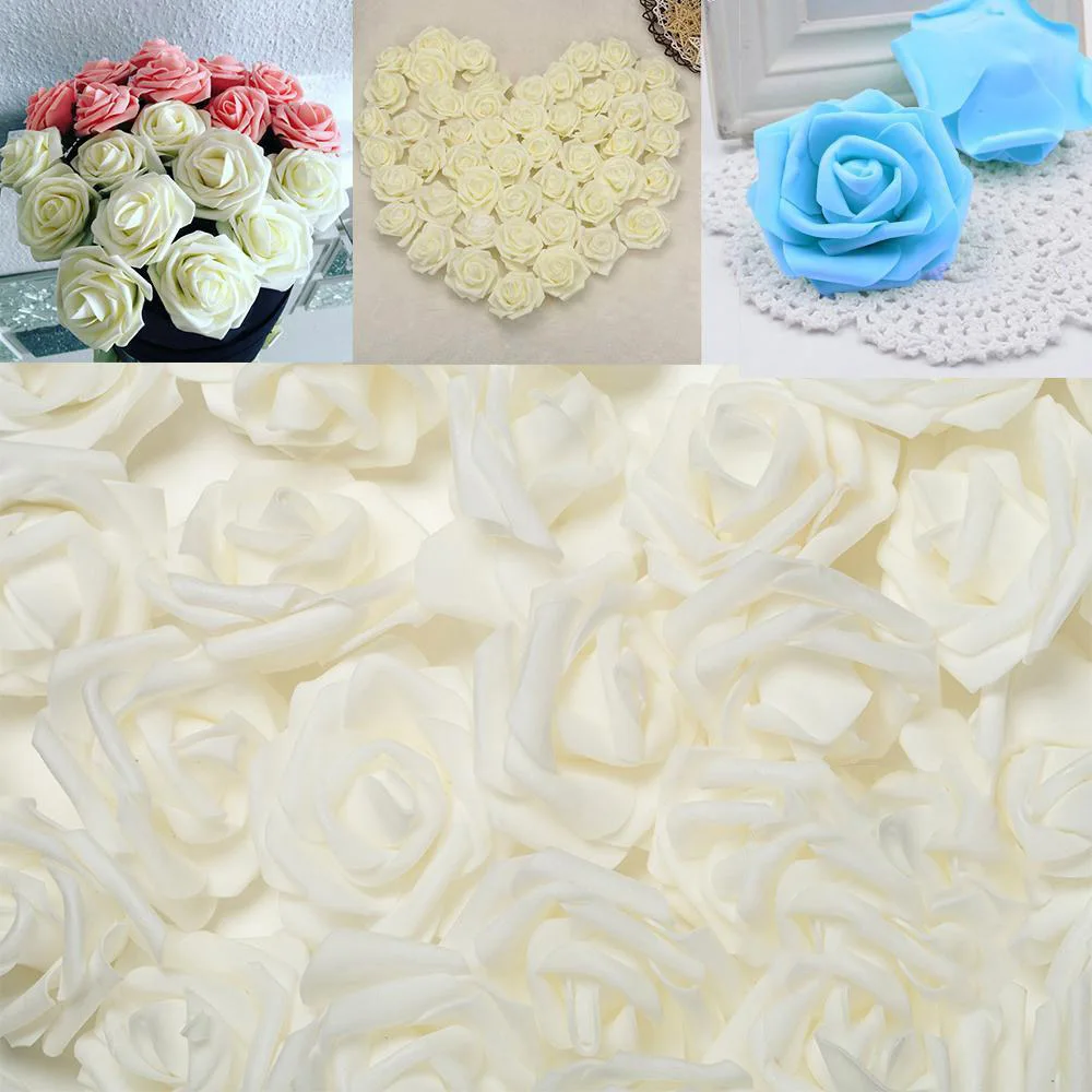100PCS Foam Fake Roses Artificial Flower Wedding Bride Bouquet Party