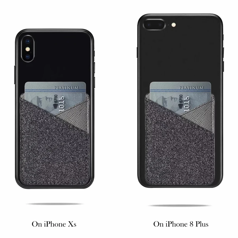 Чехол для мобильного телефона, блестящий кожаный держатель для карт, наклейка на заднюю панель для iPhone samsung Oneplus 7 Pro 6 5t Nokia 6,1 Moto G7 G6 Play