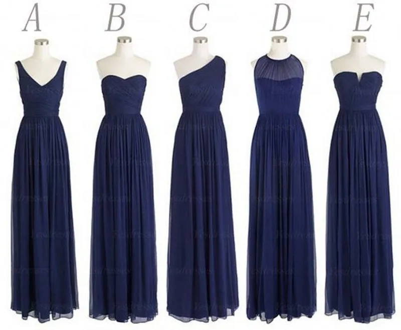 Cheap Multi Style Long Bridesmaid Dress Lovely Navy Blue Chiffon Brides