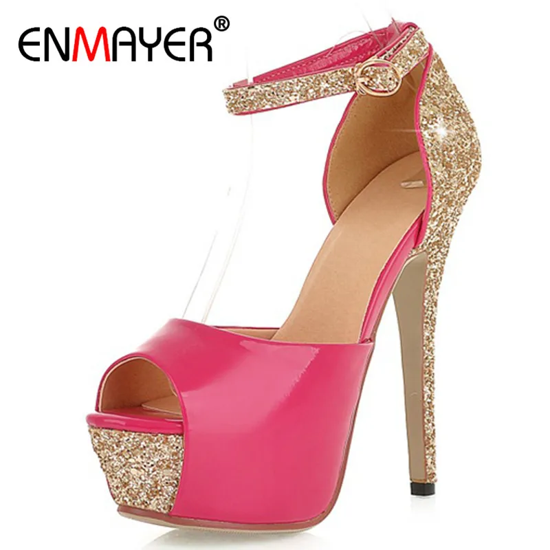 

ENMAER New 5 Colors Size 34-39 Sexy High Heels Platform Shoes Pumps Women's Dress Fashion Wedding Shoes Lady Pump Summer Shoes