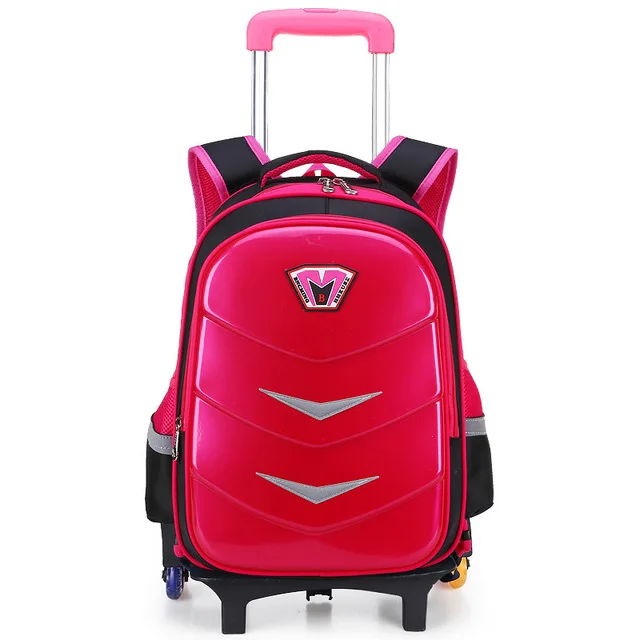 Детские школьные сумки для девочек и мальчиков, рюкзаки на колесиках, детские дорожные сумки на колесиках, съемный рюкзак, детский школьный рюкзак - Цвет: rosered-6 wheels