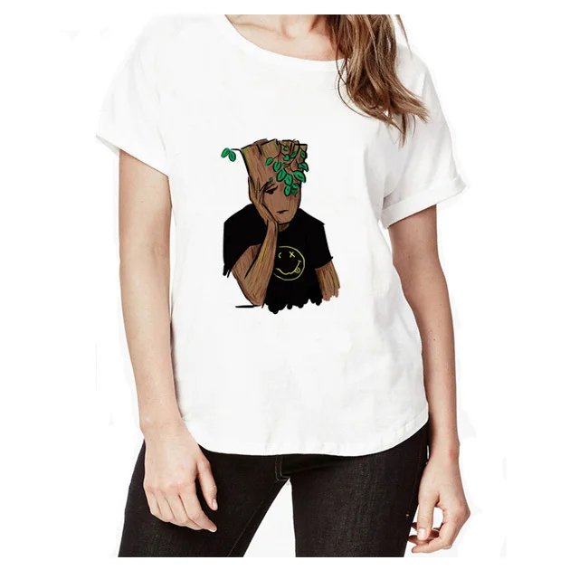 

emo Summer T-shirt Women Lady Top Cotton Female T-shirt Clothing Printed Pocket Top Cute T-shirts For Women WT2674