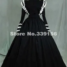 Обычай Винтаж Черный с длинным рукавом Средневековый Ренессанс Готический викторианский платья, женские сумасшедшие Хэллоуин вечерние бальные платья