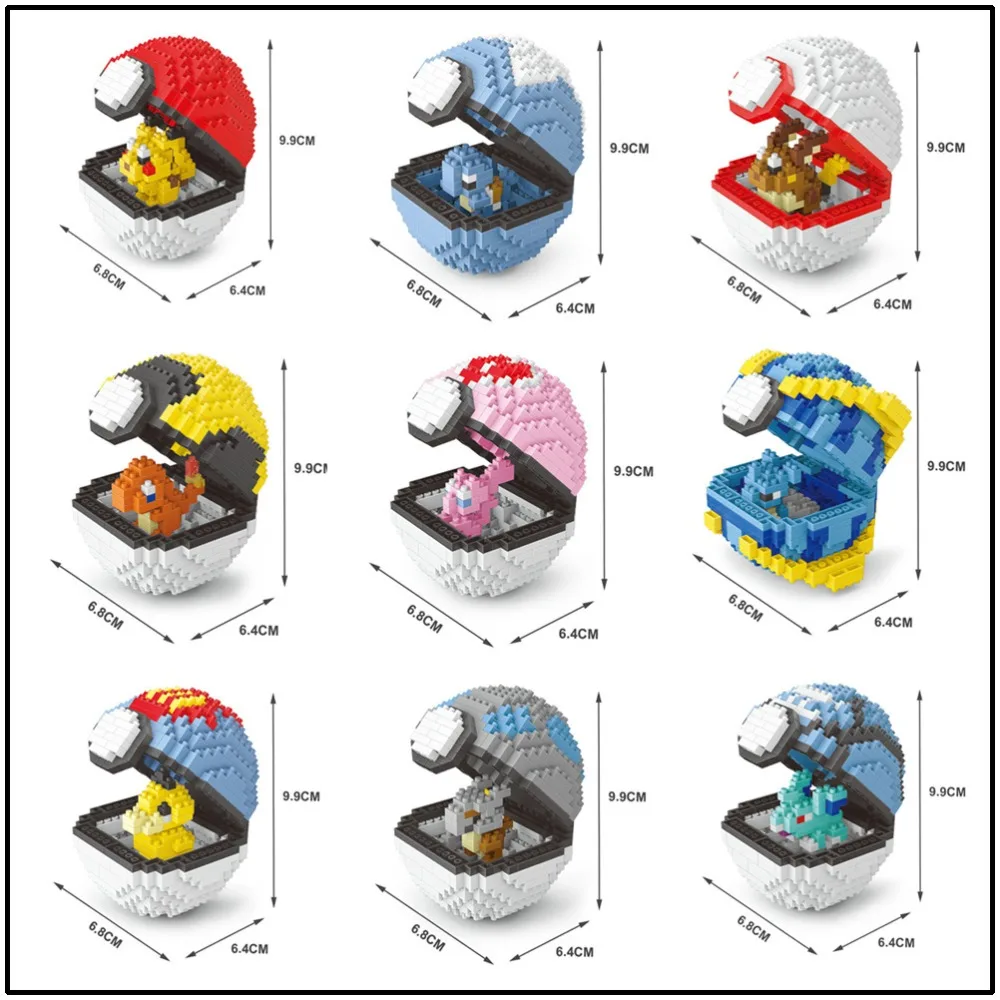 

Pokeball Love Ultra Premier Dive Ball Mew Pikachu Charmander Raichu Diamond Mini Mini Blocks Building Toy Pocket Monster