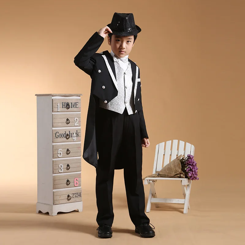 Formal Boy Tuxedo/suit For Weddings Children Black Slim Suit Sets Boys