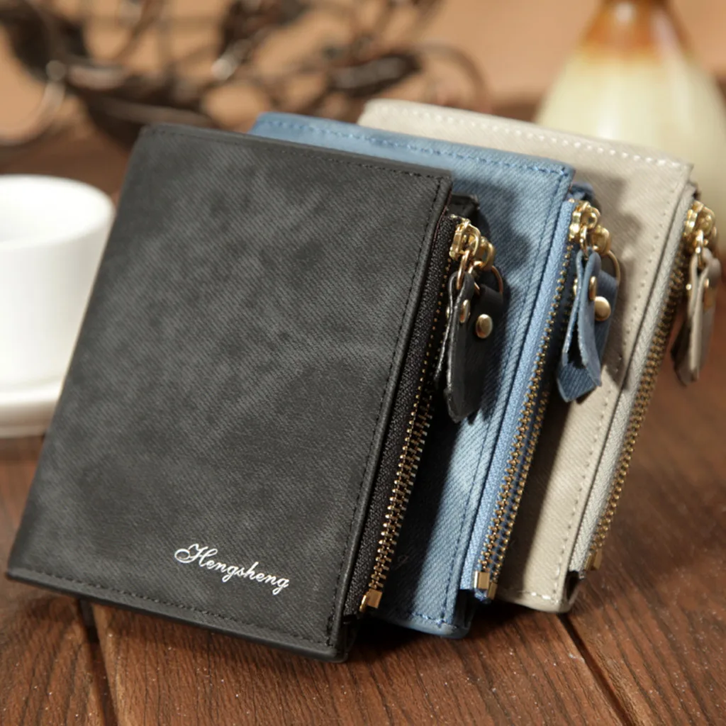 

RFID Protect Men Wallet Solid Soft PU Coin Money purse Card Holder Short Wallets Design Slim Wallet for Men#5$