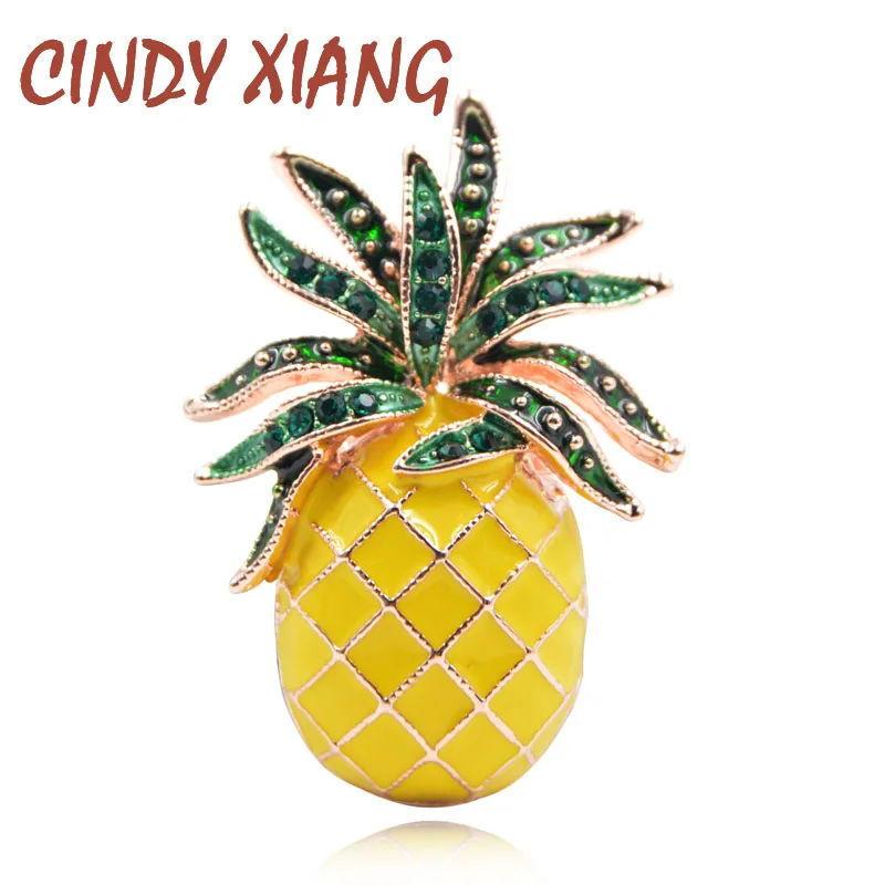

CINDY XIANG Austria Rhinestone Inlay Enamel Pineapple Brooches For Women Cute Fruit Brooch Pin Dresses Coat Corsage Broches Gift